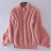 Flauschiger Plüsch Rollkragenpullover