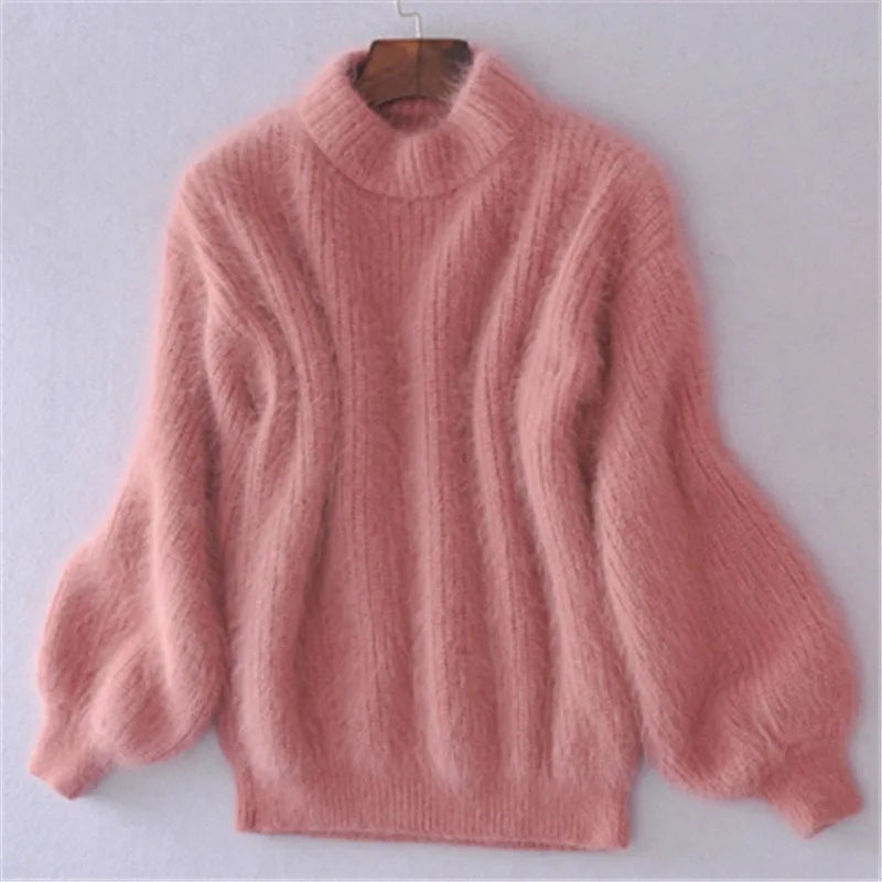 Flauschiger Plüsch Rollkragenpullover