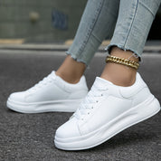 Weiße Damen PU Ledersneaker