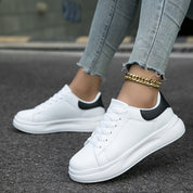 Weiße Damen PU Ledersneaker