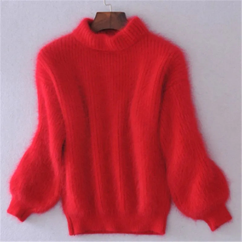 Flauschiger Plüsch Rollkragenpullover