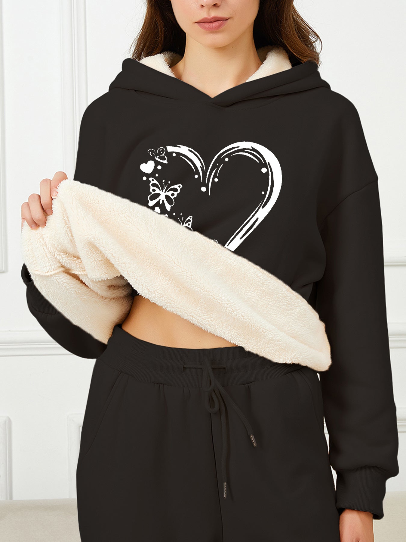 Heart Stilvolle Fleece Pullover Hoodie