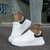 Weiße Damen PU Ledersneaker