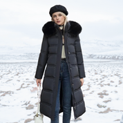 Sophia Luxuriöse Lange Winterjacke mit Kapuze