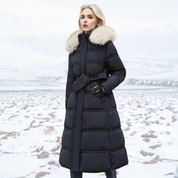 Sophia Luxuriöse Lange Winterjacke mit Kapuze