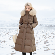 Sophia Luxuriöse Lange Winterjacke mit Kapuze