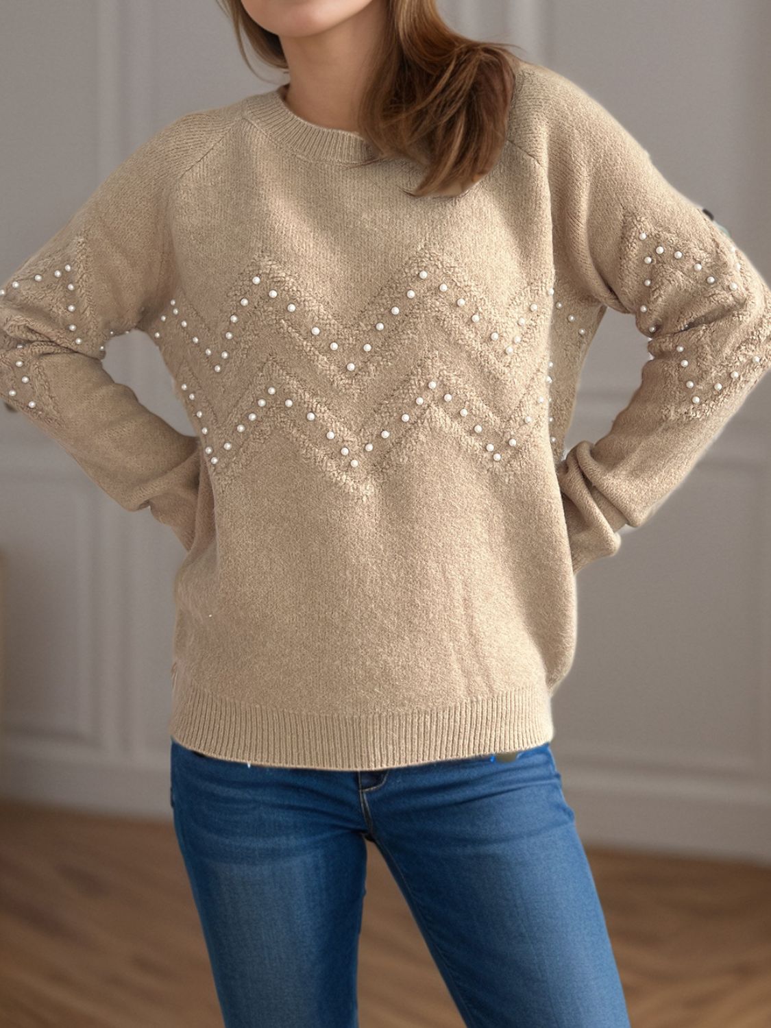 Eleganter Pullover mit Perlendetails