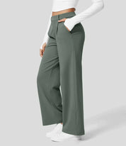 Hochtaillierte Stretch Hose mit geradem Bein