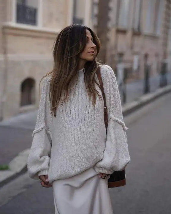 Elegant übergroßer Strickpullover