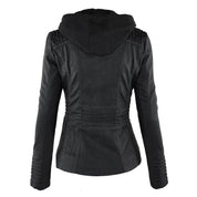 Wetterfester Damen Lederjacke mit Kapuze