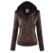 Wetterfester Damen Lederjacke mit Kapuze