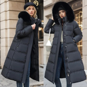 Sophia Luxuriöse Lange Winterjacke mit Kapuze