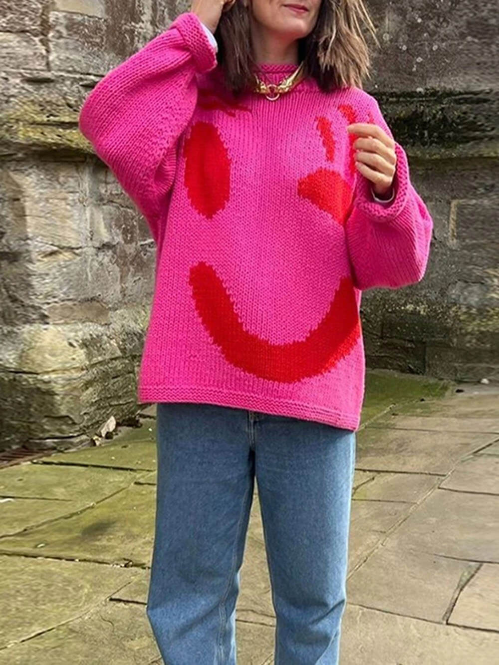 SMILE Stilvolle Winter Strickpullover