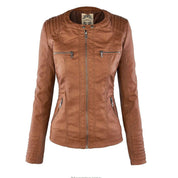 Wetterfester Damen Lederjacke mit Kapuze