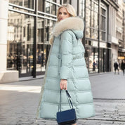 Sophia Luxuriöse Lange Winterjacke mit Kapuze