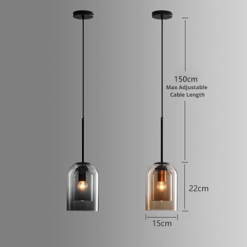 Doppelglas Design Mid-Century Pendelleuchte mit Einzigartigem