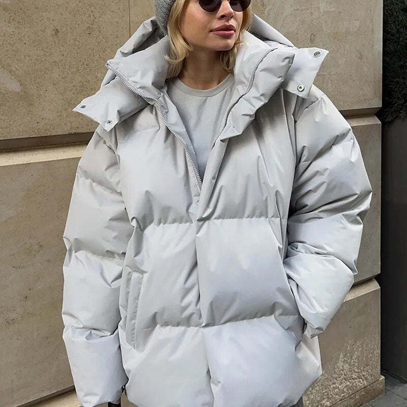 Übergröße PufferJacke mit Kapuze