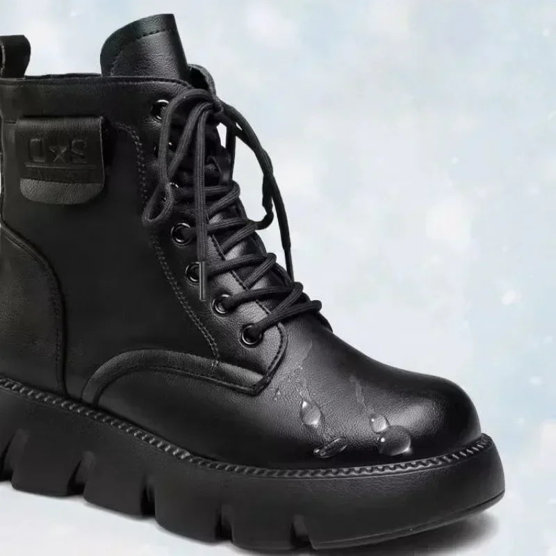 Gefütterte Vegane Winter Lederstiefel