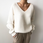 Chunky V-Ausschnitt Strickpullover