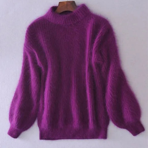 Flauschiger Plüsch Rollkragenpullover