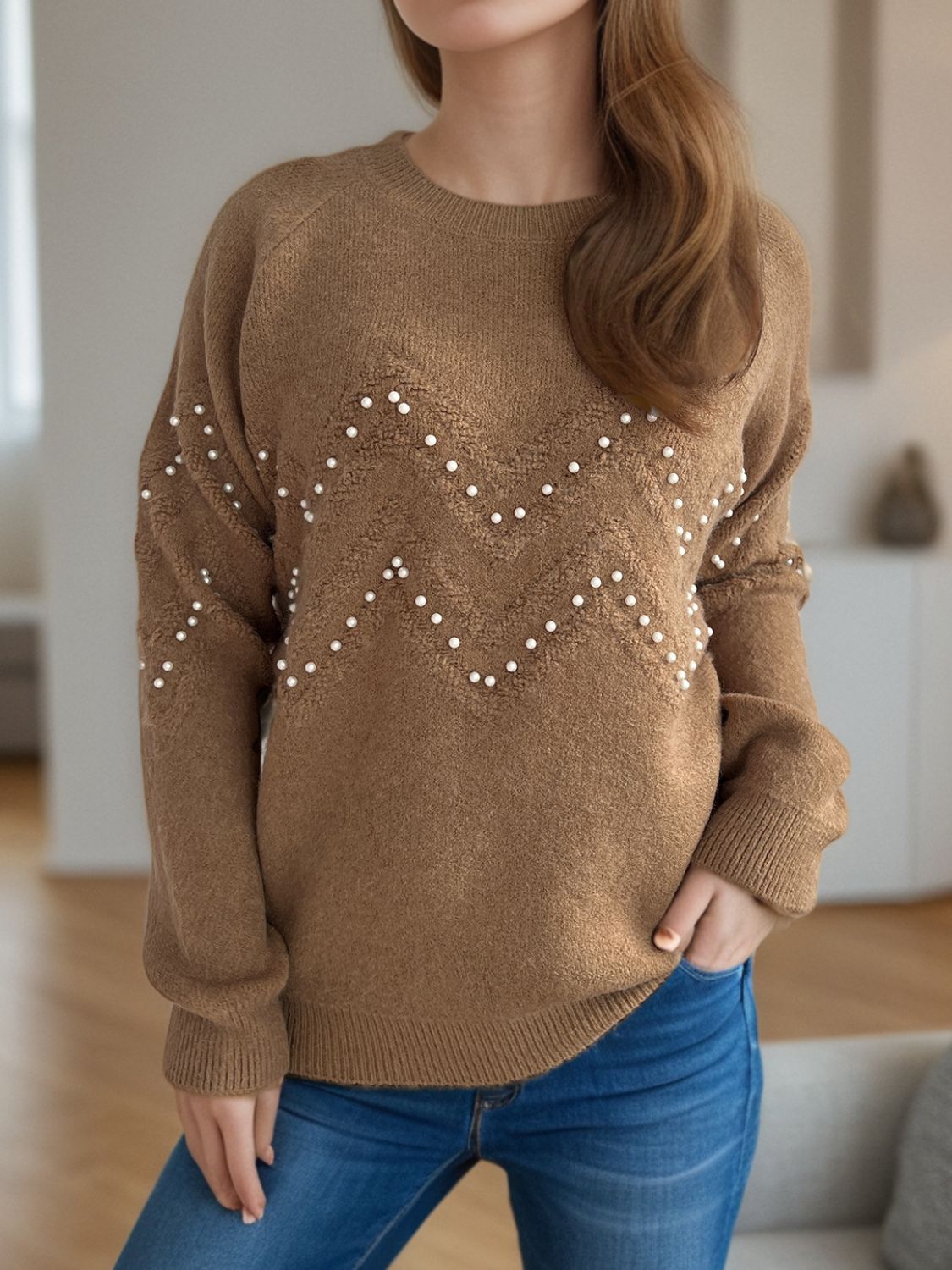 Eleganter Pullover mit Perlendetails