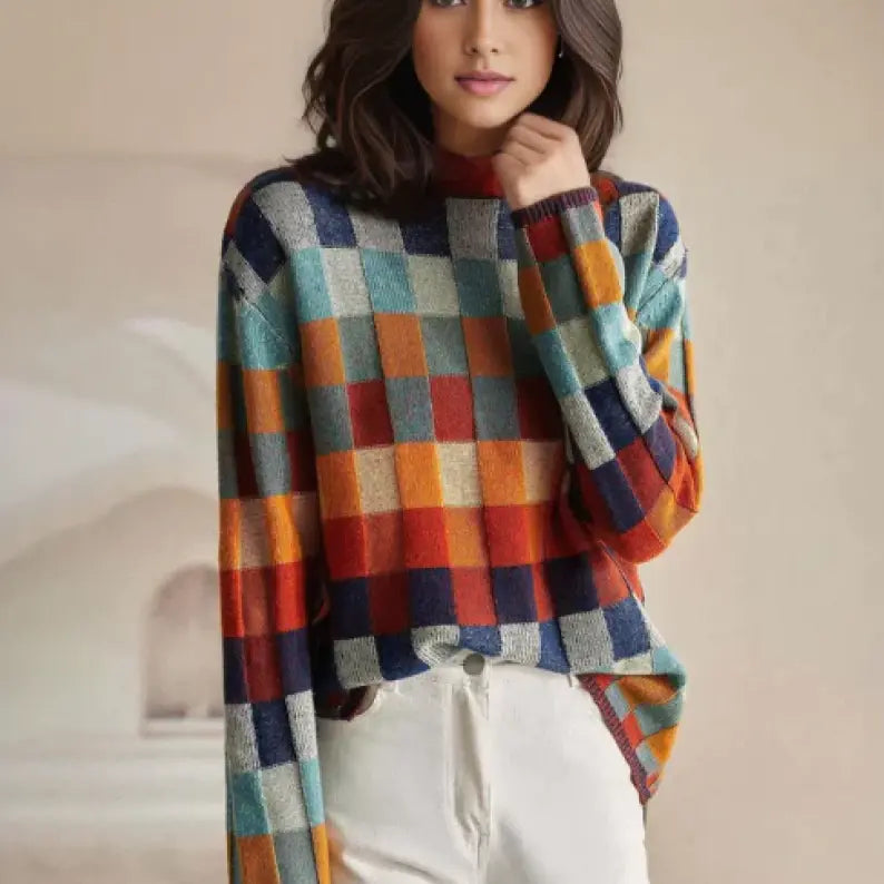 Lisa Rollkragenpullover mit Patchwork-Strickmuster Sedore