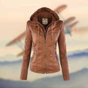 Biker-Lederjacke mit Kapuze